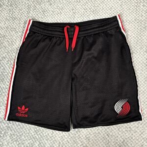 VTG Adidas Portland Trail Blazers NBA Black Basketball Shorts Sz L/XL